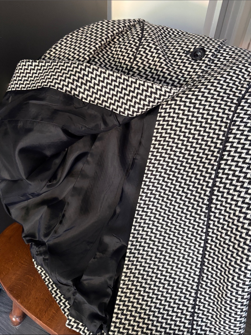 Madison Black & White Herringbone Pea Coat - Picture 7 of 7